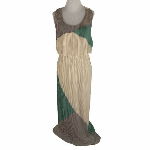 Tinley Road Aryn K. M Medium Sheath Maxi Dress Greek Style Accordion Fabric NWT - Picture 1 of 9
